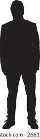  vector;silhouette front view of senior man standing, 