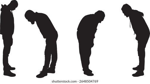 Vector;silhouette of group men standing and looking down