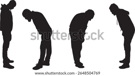 Vector;silhouette of group men standing and looking down