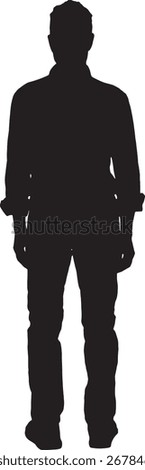 vector,silhouette of a man back view standing