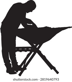vector silhouette man ironing