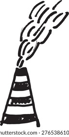 vector,silhouette Marker drawing of a chimney emitting smoke