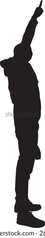 vector,silhouette of side view of a man pointing up