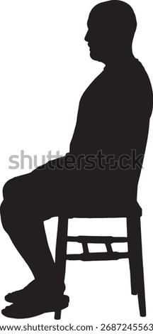 vector,silhouette of side view of a man sitting on chair