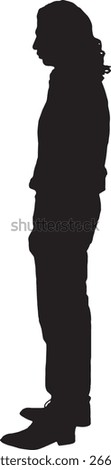  vector;silhouette side view of a man standing and long hair