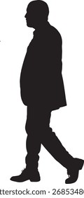 vector,silhouette of side view of a man walking