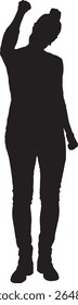 Vector;silhouette of woman standing and fist up