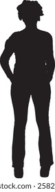 Vector,silhouette of a woman standing and hand pockets