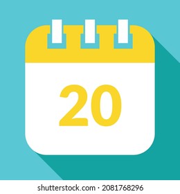 Vector-specific day calendar, vector icon, schedule vector illustration, date marked on the 20st.