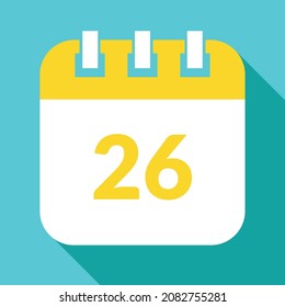 Vector-specific day calendar, vector icon, schedule vector illustration, date marked on the 26st.