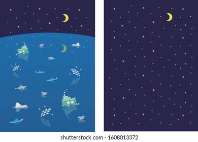 [Vector]Starry night sea theme background