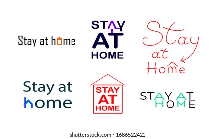 Vector,Stay at home lettering set, corona virus , pandemic, self isolation illustration, stay home stay safe