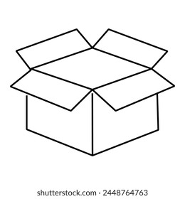 Vector-style black and white box illustration for storing items such as games, toys, and miscellaneous elements during a move