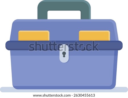 A vector-style cartoon illustration of a toolbox with a handle and latch. Perfect for DIY project visuals, toolset icons, mobile apps, or educational content related to construction or repairs.