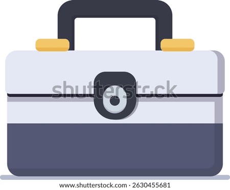 A vector-style cartoon illustration of a toolbox with a handle and latch. Perfect for DIY project visuals, toolset icons, mobile apps, or educational content related to construction or repairs.