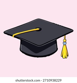 Una Imagen de estilo Vector de una gorra de graduación negra 