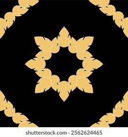 vector,Thai pattern in light brown and dark brown on black background, suitable for graphic design.