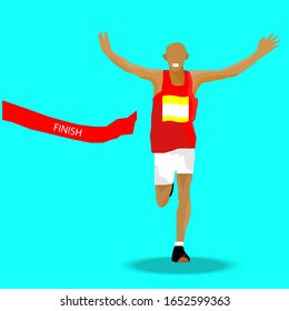 vector,the male international runner ran to the finish line