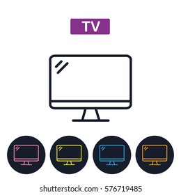 VectorTV icon.  Simple thin line icon for websites, web design, mobile app, infographics.
