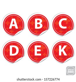 Vector:Vitamin A, B, C ,D, E and K red stickers
