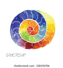 vector.Watercolor of the image a rainbow in the form of a spiral