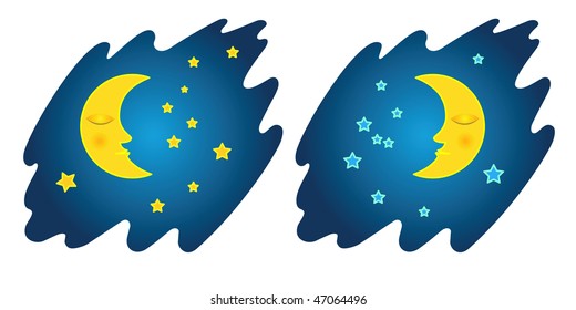 Vector-Weather. Crescent at night. Icons