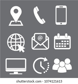 vectorwhite phone icons set on gray