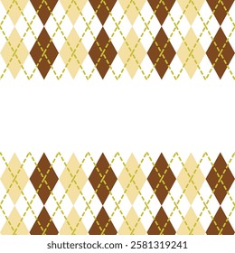 vector,Yellow and brown diamonds are arranged with a gold line across them, on the top and bottom rows of the grid, with space left in the middle row.