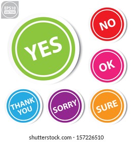 Vector:Yes, No, Ok , Sure,thank you and sorry stickers