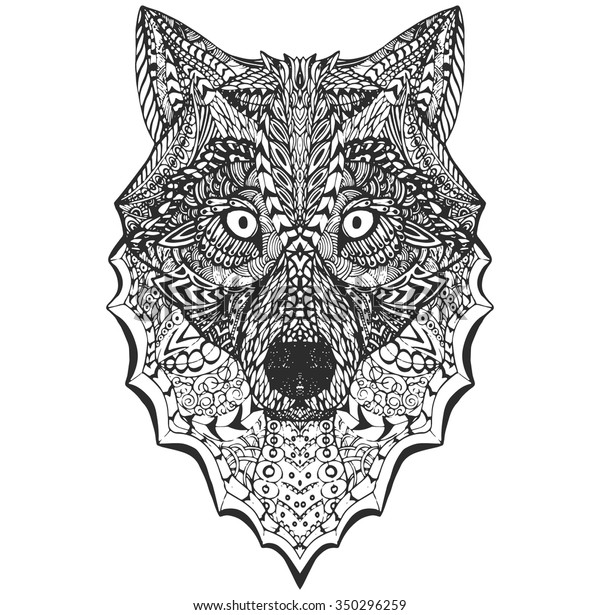 Vectorzentangle High Detailed Wolf Illustration On Stock Vector ...