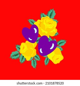 Vectot - Greeting card with hearts and roses, invitation template.
