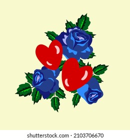 Vectot - Greeting card with hearts and roses, invitation template.
