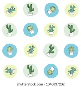 Vectot seamless pattern with cactus 