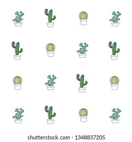 Vectot seamless pattern with cactus 