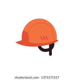 Vectpr protective construction helmet for engineers, builders and industrial work. Plastic hard hat orange icon. Plastic protection equipment. Isolated illustration