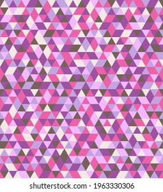 Vectral pattern, mosaic of triangles in "cercis" color. Seamless pattern in lilac tones for covers, wrapping paper, gift bags, fabrics, posters, interiors, etc.