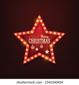 Vectro Christmas retro light frame.