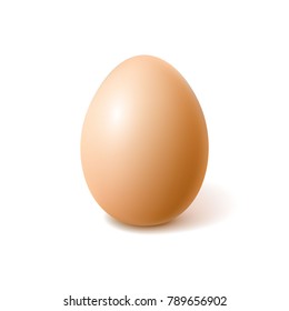 Vectro realistic 3d chicken egg with brown eggshell. Easter holiday spring symbol organic raw uncooked natural farm product. Healthy eating lifestyle advertising Isolated illustration white background