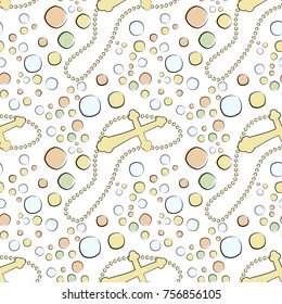 Vectron seamless pattern of elements drawn manually in the style of doodle. Christening, angel, religion, church. Used for wallpapers, backgrounds, wrapping paper.