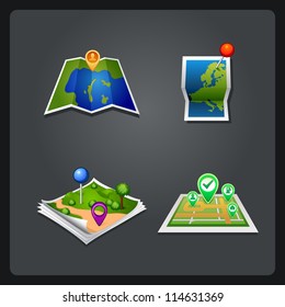 vectror map set icon with pin