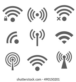 Vectvor black wireless icons set. illustration set