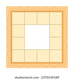 Vedic astrology birth chart with indian pattern. Southern style. Jyotish calculator form. Hindu astrological horoscope maps. Lagna diagram in the shape of a yantra.