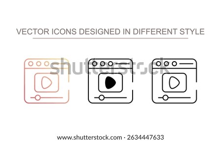 Vedio Channel icon design with white background stock illustration