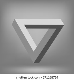 Vedtor Triangle Isolated on Grey Background. Impossible Illusion.