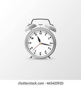 Veector silver alarm clock isolated on white

