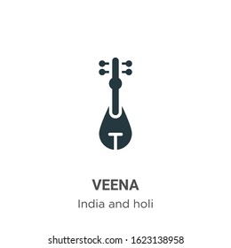 Veena glyph icon vector on white background. Flat vector veena icon symbol sign from modern india and holi collection for mobile concept and web apps design.