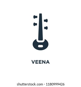 Veena icon. Black filled vector illustration. Veena symbol on white background. Can be used in web and mobile.