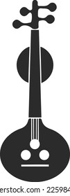 Veena icon, traditional instrument icon black vector