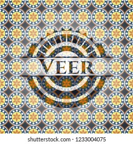 Veer arabic badge background. Arabesque decoration.