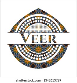 Veer arabic badge background. Arabesque decoration.